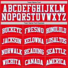 Load image into Gallery viewer, Custom Fire Red White-Light Blue Authentic Basketball Jersey
