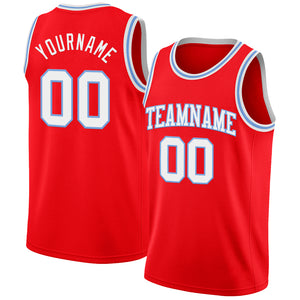 Custom Fire Red White-Light Blue Authentic Basketball Jersey