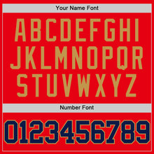 Load image into Gallery viewer, Custom Fire Red Navy-Old Gold Authentic Basketball Jersey
