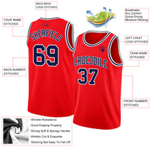 Load image into Gallery viewer, Custom Fire Red Navy-White Authentic Basketball Jersey
