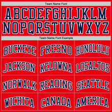 Load image into Gallery viewer, Custom Fire Red Navy-White Authentic Basketball Jersey
