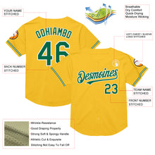 Load image into Gallery viewer, Custom Gold Kelly Green-White Mesh Authentic Throwback Baseball Jersey
