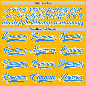 Custom Gold Powder Blue-White Hockey Lace Neck Jersey