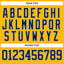 Load image into Gallery viewer, Custom Gold Navy-Light Blue Hockey Lace Neck Jersey
