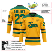 Load image into Gallery viewer, Custom Gold Kelly Green-Black Hockey Lace Neck Jersey
