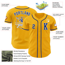 Load image into Gallery viewer, Custom Gold Royal-White Authentic Baseball Jersey
