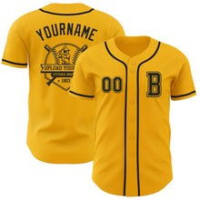 Load image into Gallery viewer, Custom Gold Black Authentic Baseball Jersey
