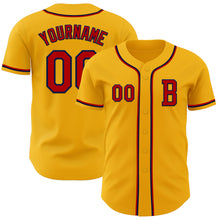 Load image into Gallery viewer, Custom Gold Red-Navy Authentic Baseball Jersey

