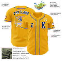 Load image into Gallery viewer, Custom Gold Royal-White Authentic Baseball Jersey
