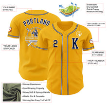 Load image into Gallery viewer, Custom Gold Navy-White Authentic Baseball Jersey
