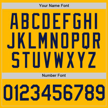 Load image into Gallery viewer, Custom Gold Navy Authentic Throwback Basketball Jersey
