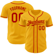 Load image into Gallery viewer, Custom Gold Red Authentic Baseball Jersey
