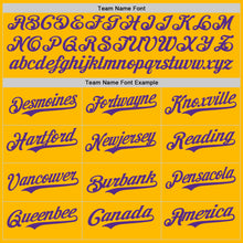 Load image into Gallery viewer, Custom Gold Purple Authentic Baseball Jersey

