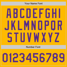 Load image into Gallery viewer, Custom Gold Purple Authentic Baseball Jersey
