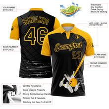 Load image into Gallery viewer, Custom Black Gold 3D Pattern Design Bowling Performance Golf Polo Shirt
