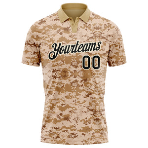 Custom Camo Black-Cream Performance Salute To Service Golf Polo Shirt