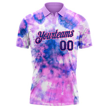 Load image into Gallery viewer, Custom Tie Dye Royal-Pink 3D Performance Golf Polo Shirt
