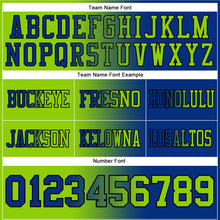 Load image into Gallery viewer, Custom Royal Neon Green-Black Mesh Authentic Gradient Fashion Football Jersey
