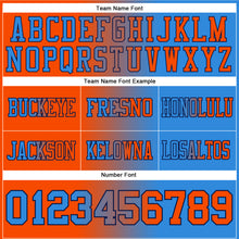 Load image into Gallery viewer, Custom Powder Blue Orange-Navy Mesh Authentic Gradient Fashion Football Jersey
