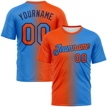 Load image into Gallery viewer, Custom Powder Blue Orange-Navy Gradient Fashion Performance T-Shirt
