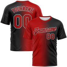 Load image into Gallery viewer, Custom Black Red-White Gradient Fashion Performance T-Shirt
