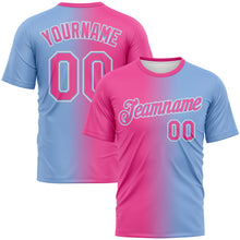 Load image into Gallery viewer, Custom Light Blue Pink-White Gradient Fashion Performance T-Shirt

