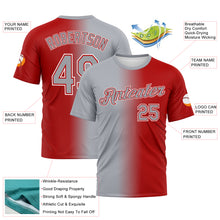 Load image into Gallery viewer, Custom Red Gray-White Gradient Fashion Performance T-Shirt
