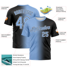 Load image into Gallery viewer, Custom Black Light Blue-White Gradient Fashion Performance T-Shirt
