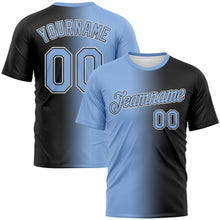 Load image into Gallery viewer, Custom Black Light Blue-White Gradient Fashion Performance T-Shirt
