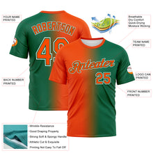 Load image into Gallery viewer, Custom Kelly Green Orange-White Gradient Fashion Performance T-Shirt
