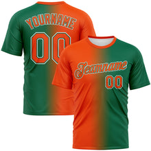 Load image into Gallery viewer, Custom Kelly Green Orange-White Gradient Fashion Performance T-Shirt
