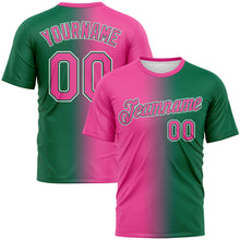 Load image into Gallery viewer, Custom Kelly Green Pink-White Gradient Fashion Performance T-Shirt

