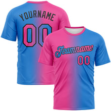 Load image into Gallery viewer, Custom Powder Blue Pink-Black Gradient Fashion Performance T-Shirt
