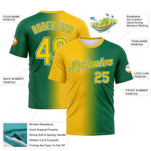 Load image into Gallery viewer, Custom Kelly Green Yellow-White Gradient Fashion Performance T-Shirt
