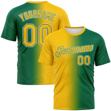 Load image into Gallery viewer, Custom Kelly Green Yellow-White Gradient Fashion Performance T-Shirt
