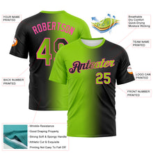 Load image into Gallery viewer, Custom Black Neon Green-Pink Gradient Fashion Performance T-Shirt
