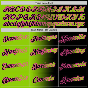 Custom Black Neon Green-Pink Gradient Fashion Performance T-Shirt