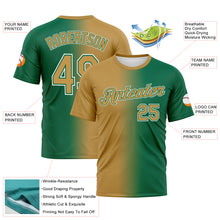 Load image into Gallery viewer, Custom Kelly Green Old Gold-White Gradient Fashion Performance T-Shirt
