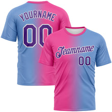 Load image into Gallery viewer, Custom Powder Blue Purple-Pink Gradient Fashion Performance T-Shirt
