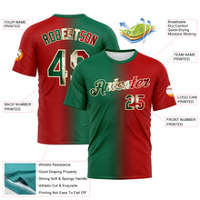 Load image into Gallery viewer, Custom Red Vintage Mexican Flag Kelly Green-City Cream Gradient Fashion Performance T-Shirt

