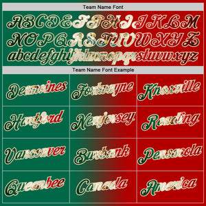Custom Red Vintage Mexican Flag Kelly Green-City Cream Gradient Fashion Performance T-Shirt