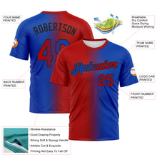 Load image into Gallery viewer, Custom Thunder Blue Red-Black Gradient Fashion Performance T-Shirt
