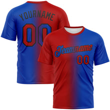 Load image into Gallery viewer, Custom Thunder Blue Red-Black Gradient Fashion Performance T-Shirt
