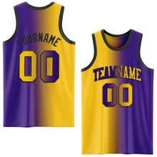 Load image into Gallery viewer, Custom Purple Yellow-Black Authentic Gradient Fashion Basketball Jersey
