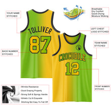 Load image into Gallery viewer, Custom Neon Green Yellow-Black Authentic Gradient Fashion Basketball Jersey
