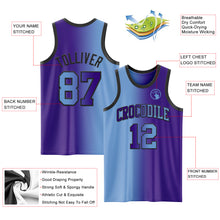 Load image into Gallery viewer, Custom Purple Light Blue-Black Authentic Gradient Fashion Basketball Jersey
