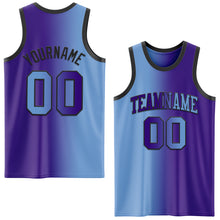 Load image into Gallery viewer, Custom Purple Light Blue-Black Authentic Gradient Fashion Basketball Jersey
