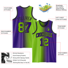 Load image into Gallery viewer, Custom Purple Neon Green-Black Authentic Gradient Fashion Basketball Jersey
