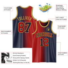 Load image into Gallery viewer, Custom Navy Red-Old Gold Authentic Gradient Fashion Basketball Jersey
