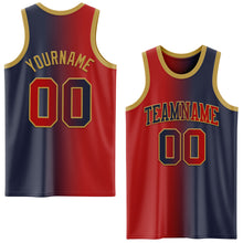 Load image into Gallery viewer, Custom Navy Red-Old Gold Authentic Gradient Fashion Basketball Jersey
